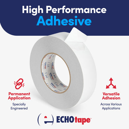 ECHOtape DC-M194A | Double-Sided Polyester Tape | Clear Thin Tape | All Weather/Cold Weather Tape | Insulation Mounting Tape | Contractor Tape | Superior Holding Power | 1.41 in x 60 yd