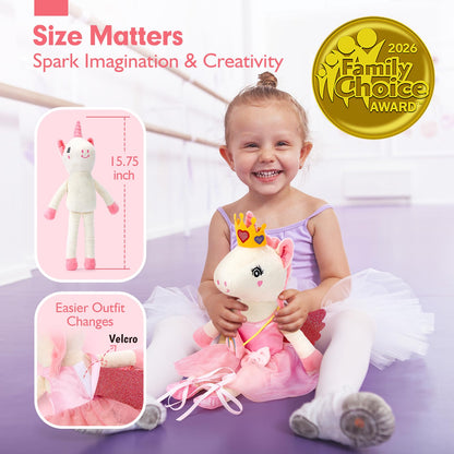 Unicorns Toys for Girls Age 4-6 Ballerina Doll Stuffed Animal Girl Toys Age 4-5 Ballet Dress up Doll with Plush Bag 4 Year Old Girl Birthday Gifts 5 Year Old Girls Dance Recital Gifts, Graduation Gift