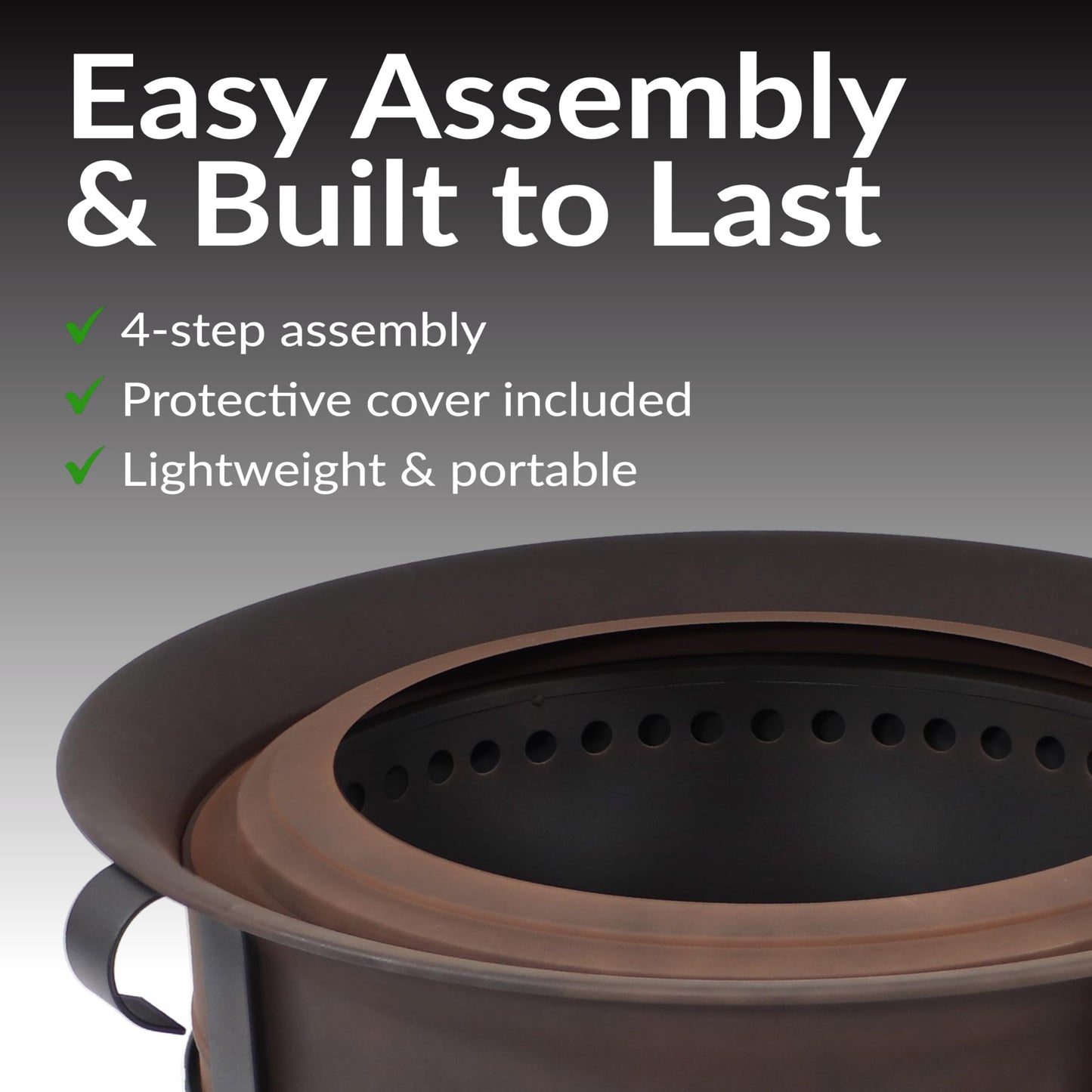 Sunnydaze 23-Inch Cauldron-Style Smokeless Wood-Burning Fire Pit with Cover and Poker - Steel Outdoor Smokeless Fire Pit for the Backyard