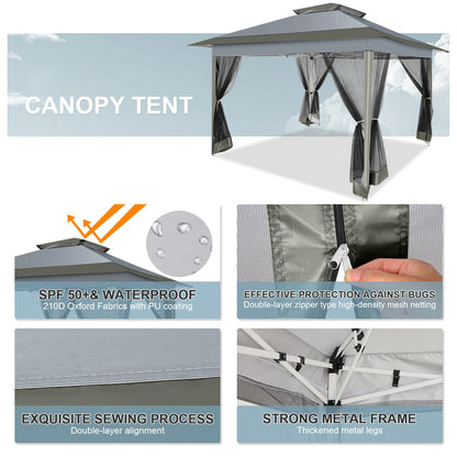 COBIZI 12x12 FT Pop up Gazebo on Clearance Outdoor pop up Canopy Tent,carpas para Patio, Shelter Tents with Sandbags & Portable Carry Bag, Patio Gazebos for Camping, Garden & Lawn, Darkgrey(Upgraded)