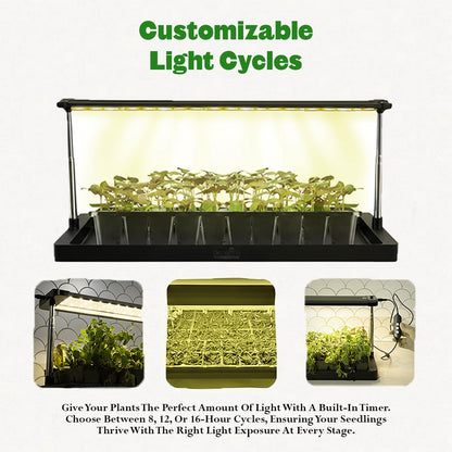 Epic Gardening Seed Starting Grow Light - Full-Spectrum LED with Adjustable Height & Integrated Tray for Indoor Seedlings | Energy-Efficient, Long-Lasting Light with Timer (Standard)