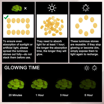 M METERXITY 50-Pack Glow in The Dark Rocks, 1.77" Resin Outdoor Garden Decorations Luminous Pebbles Stones for Garden Plants/Aquarium/Backyard Path, Aquarium Gravel [Orange]