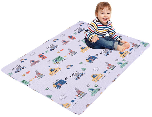 MIIMER Washable Baby Play Mat for Babies 63x43” Portable, Foldable Toddler Playpen Non-Slip Baby Tummy Time Mat, Soft Floor Play for Infants Extra Large Crawling Mats Car