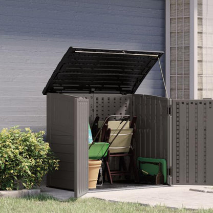 Suncast 34 Cu Ft Horizontal Resin Storage Shed - Outdoor Storage Shed with Floor Included, Lockable, Weatherproof, Fits Small to Medium Trash Cans, Generators, & Garden Tools, Stoney Black