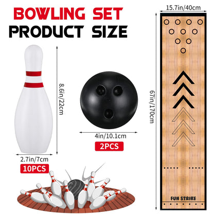 Mini Bowling Set, Bowling Alley Games Toys,Indoor & Outdoor Home Bowling Set,Bowling Pins & Ball Set ，10 pins, 2 Balls for Kid Age 3+ & Adult – Fun outdoor bowling for Backyard, Lawn, Party Games