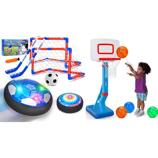 Hover Soccer Ball & Toddler Basketball Hoop
