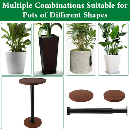 LUTTY Wooden Adjustable Plant Risers for Inside Pot,7.9-13.8 inches Tall Tapered Plant Riser Fill Bottom of Tall Flower Pots and Large Plants Containers, Rise Filler Riser of Flower Pots