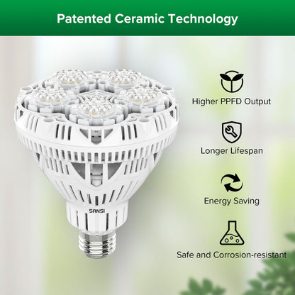 SANSI Grow Lights for Indoor Plants, 4 Dimmable Levels 30W Full Spectrum Plant Lights for Indoor Growing, Tripod Stand Adjustable 30"-55" Plant Grow Light with Remote Control Auto Timer