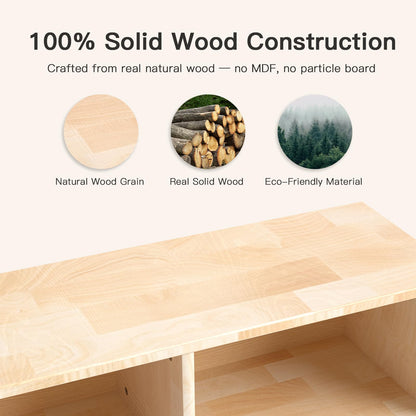 PTINFLUCE Rubber Wood Montessori Shelf, Wooden Toy Storage Organizer for Books Toys, 2 Shelf Bookcase, 5-Section Storage Cabinet, Toddler Book Shelf for Kids Rooms, Playroom, Nursery, Kindergarten
