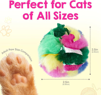 Large Cat Crinkle Balls 2.5 Inch | 24 Pack | Soft Lightweight Indoor Cat Toys with Durable Crinkle Build and Engaging Sound