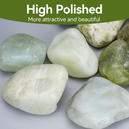 Pulovin 20 lbs Jade Pebbles for Indoor Plants, 2-3 Inch Polished River Rocks, Decorative Garden Rocks Outdoor Landscaping, Large Natural Stone for Walkways, Yard, Vases, Crafts