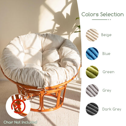 HIGOGOGO Papasan Chair Cushion with Corduroy Cover (Without Chair), 48 x 48 Inch Supportive Cushion, Overstuffed Chair Cushion,Beige