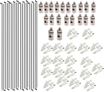 Yrhrol 20Pcs Adjustable Pushrod Connector Linkage Stopper 1.3mm + 20Pcs Nylon Control Horns 21x10 mm + 20Pcs 1.2 x 210mm Z Push Rods Parts Compatible for RC Airplane Plane Boat Replacement (20pcs)