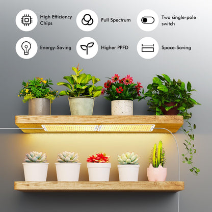 Grow Light, Full Spectrum Grow Lights for Under Cabinet Plant, Grow Lamp with 3/9/12H Auto On/Off Timer for Hydroponics, Seedlings, Succulents, Veg, Flowers, Succulents & More, 2-Pack ﻿