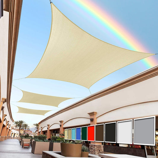 Royal Shade Beige 12' x 16' Sun Shade Sail Rectangle RSTAPRN1216-200GSM - Pergola Shade Sails Canopy for Patio - Canopy Mesh Fabric UV Block - Commercial Heavy Duty (We Make Custom Sizes)