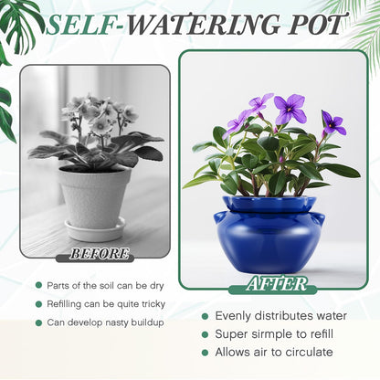 Sunnychicc 4 Sets African Violet Pots 4 Inch Self Watering Pot for Indoor Ceramic Self Watering Planter for Flower Lovers Ideal Plant Pot Thriving Flower Maintenance