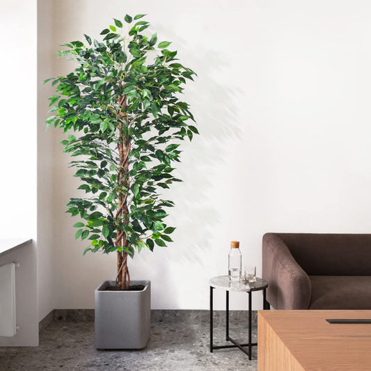 HAIHONG Artificial Ficus Tree 5FT Faux Silk Plants with Sturdy Plastic Nursery Pot,Fake Ficus Trees for Home Office Farmhouse Indoor Outdoor Decor Perfect Housewarming Gift (5FT-1Pack)