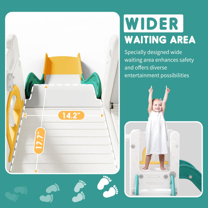 Toddler Slide for Kids with Climber Basketball Hoop, Storage Space, Telescope Kids Indoor Slide Baby Slide for Outdoor Play Upgraded Toddler Indoor Playground with Wider and Longer Slideway Upgraded