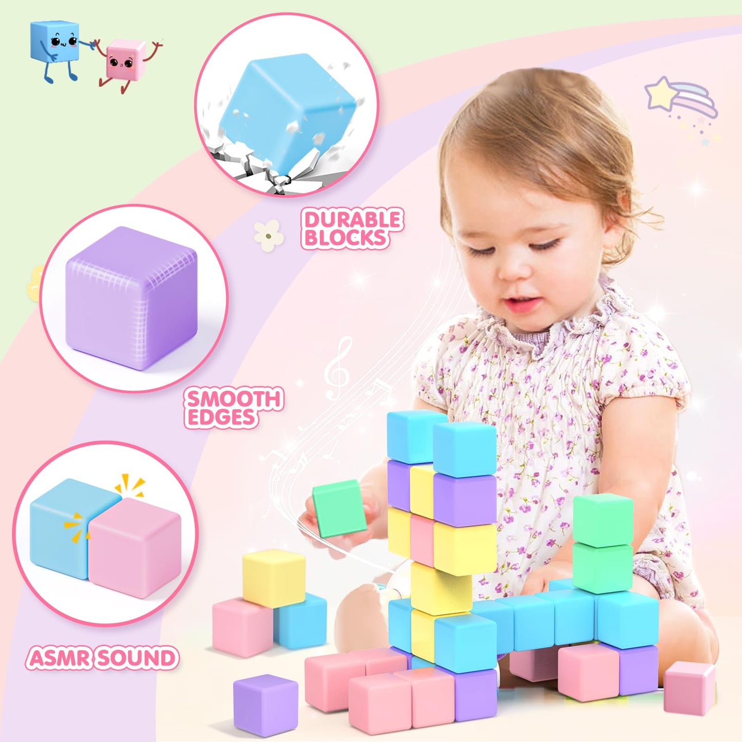 45pcs Magnetic Blocks for Kids Ages 3-5,Magnetic Building Blocks for Toddlers Girl Toys,Creative Sensory Toys 1-3 Magnet Cubes Toys Gifts for 3 4 5 6 7 8 Year Old Boys & Girls Valentines Day Toy