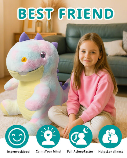 Dinosaur Large Stuffed Animals, 23" Cozy Soft Hug Doll, 3.7lbs Weighted Stuffed Animals, Giant Plush Toy, Soft Kawaii Plushie Gifts for Adults, Kids Boy/Girl Birthday, Christmas & Holidays(Pink)