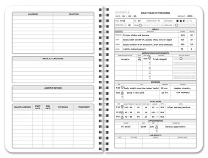 BookFactory My Health Log Book, Daily Tracking Record Journal Logbook - Wire-O, 100 Pages, 6” x 9'' (Made in USA)
