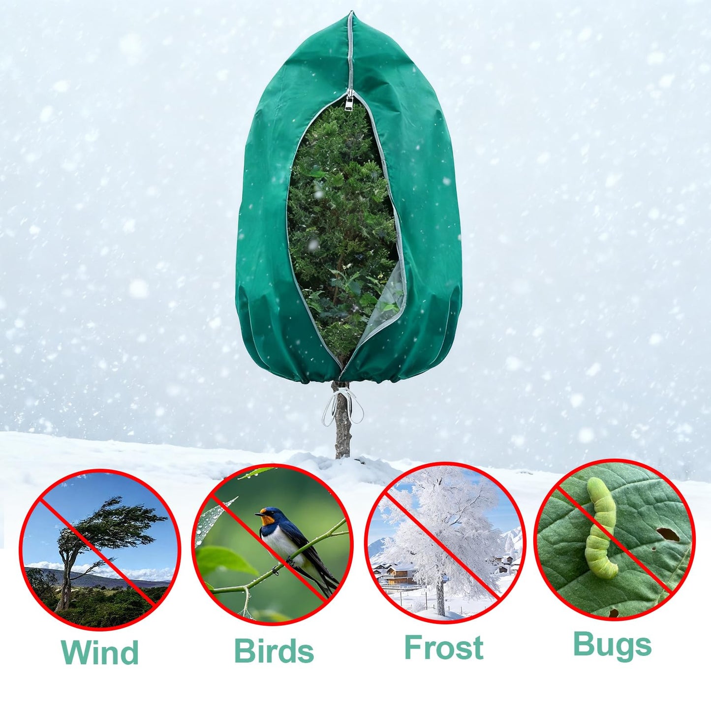 GMAPATS 2 PCS 47.2 x 70.8 Inches Plant Covers Freeze Protection, 2.2oz/yd² Frost Cloth for Outdoor Plants with Zipper/Drawstring, for Large Plant Frost Protection Outdoor Shrub Bush Fruit Tree Potte