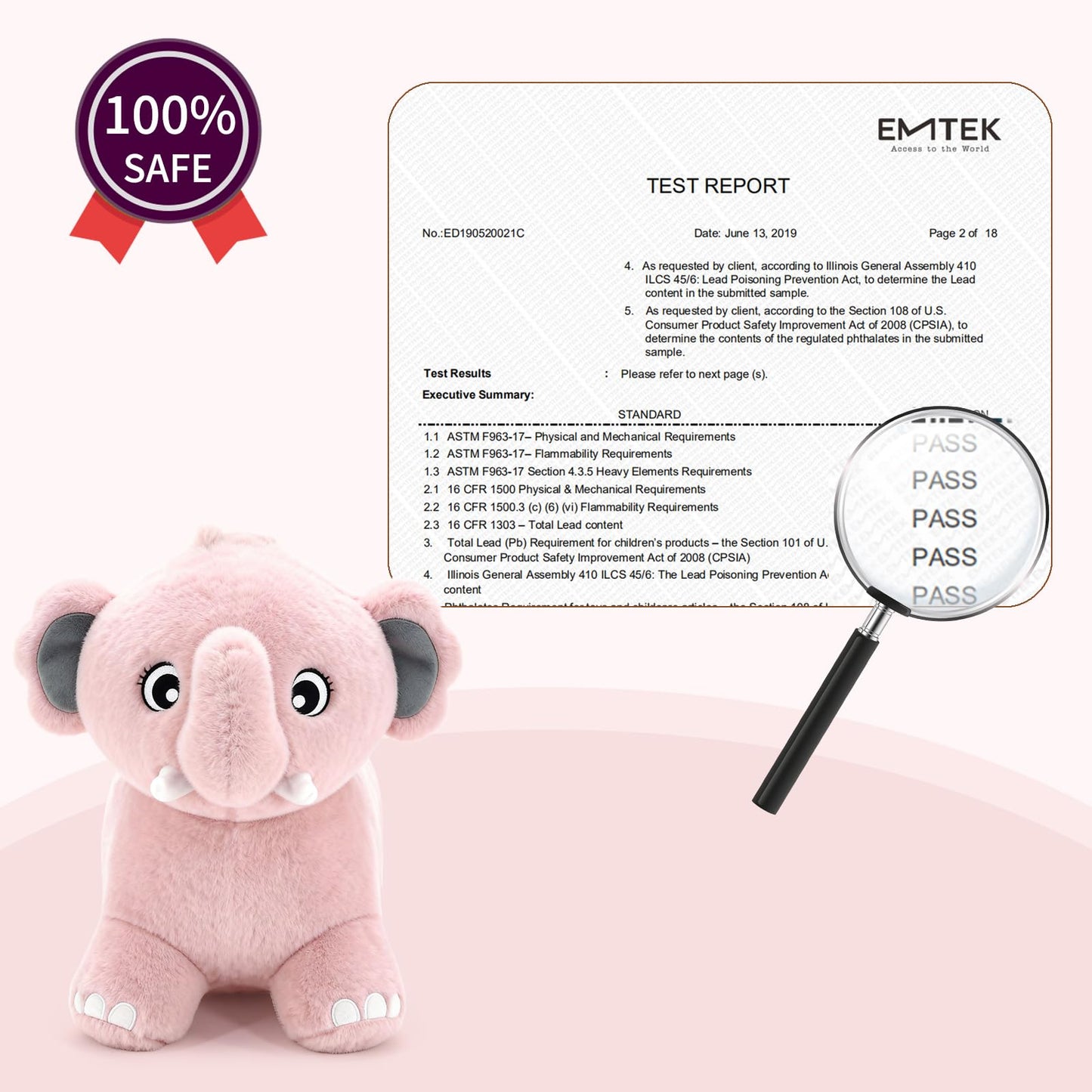 INPANY Bouncy Horse, Elephant Hopper Toys, Toddler Plush Bouncing Animal, Kids Inflatable Ride on Rubber Bouncer, Outdoor Birthday Gift for 2 3 4 Yr Boy Girl, Pink