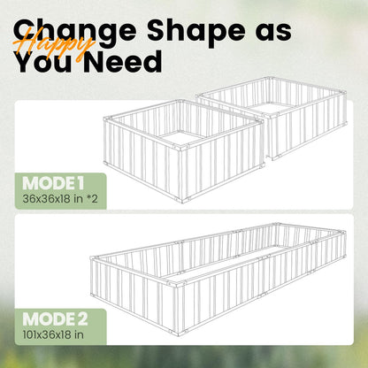 KING BIRD Galvanized Raised Garden Bed with 2 Installation Methods for DIY, 101" x 36" x 18" Heightened Planter Kit Box Outdoor for Deep-Rooted Vegetables, Flowers, Green