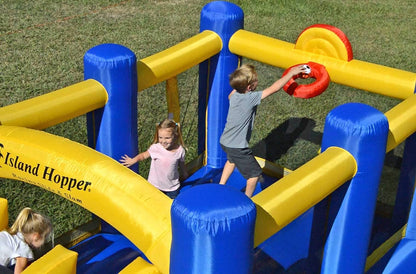 Island Hopper Racing Slide and Slam Inflatable Bounce House – Dual Slides, Climbing Wall & Basketball Hoop for Fun – Jumper for Kids with Durable PVC Build – Outdoor/Indoor Bounce House for Big Kids