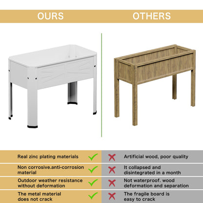 PROXRACER Elevated Metal Planter Box Stand Heavy Duty Raised Garden Bed for Vegetables Flowers Herbs Indoor Outdoor Use, Cream