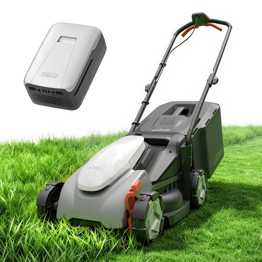 Litheli 14 Inch Cordless Lawn Mower, Brushless Battery Powered Push Mower with 5.0Ah Battery, 5-Position Height, 8-Gallon Bag, Lightweight Grass Cutter for Small to Mid-Sized Yards