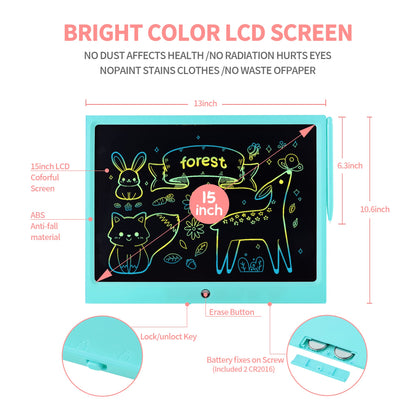 LCD Writing Tablet for Kids, 15 Inch Colorful Electronic Doodle Board, Educational Learning Kids Drawing Tablet Toys, Christmas Birthday Gift for 3 4 5 6 7 8 9 Year Old Girls Boy