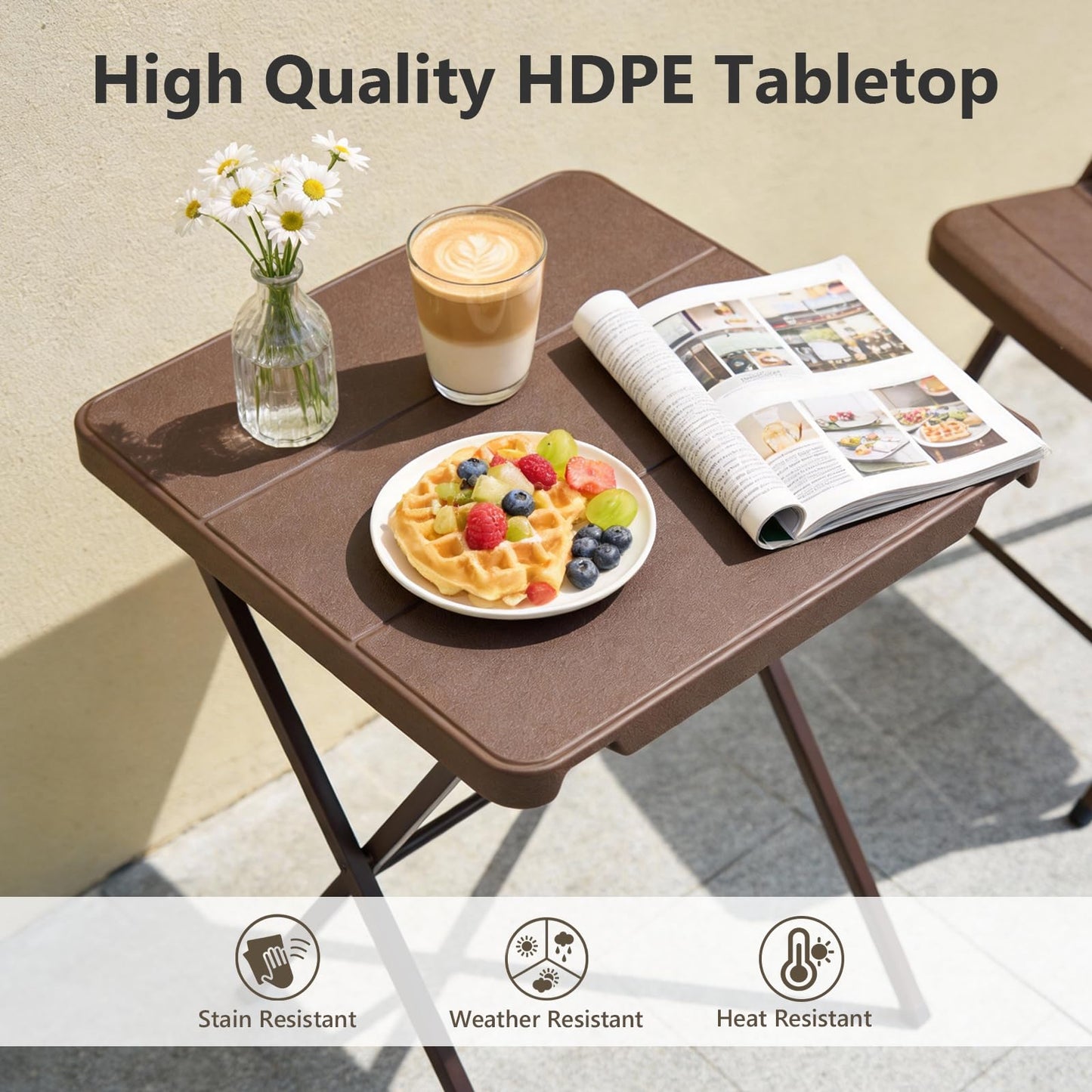 FurniEdge Folding Table 2 Pack, Portable Square Foldable Table No Assembly, Heavy Duty Steel Frame Indoor Outdoor Camping Patio Table, Picnic Card Table for Backyard, RV, Small Spaces