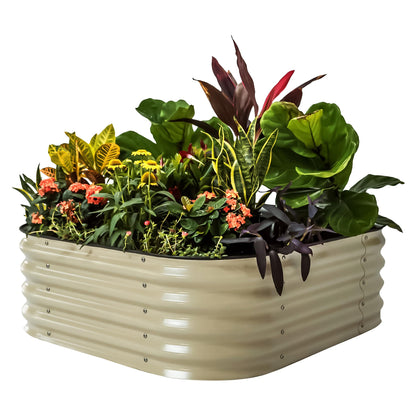 Vego garden Raised Garden Bed Kit, 14" Tall 4 in 1 Modular Metal Raised Garden Beds Kit, Metal Planter Box for Vegetables, Flowers, Herbs, Pearl White