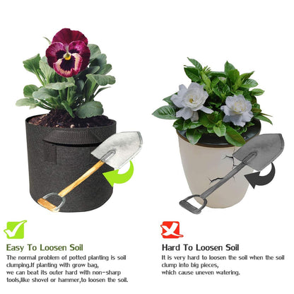 WIRETRAN 5 Pack 3 Gallon Grow Bags with Handles Garden Vegetable Flower Grow Bags Nonwoven Aeration Fabric Pots for Nursery Garden Planting
