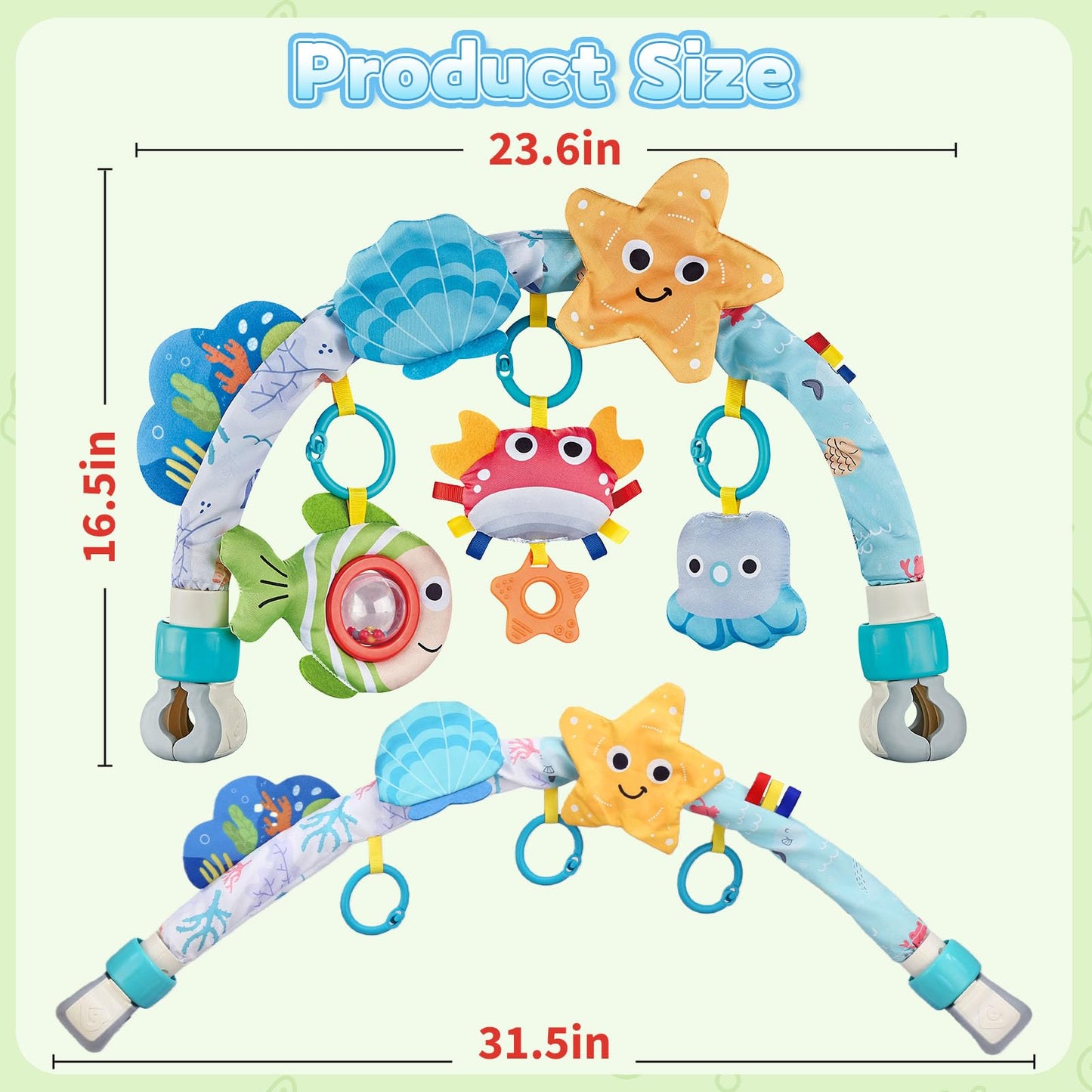 ZFSZSY Baby Mobile for Crib, Stroller Crib Mobiles, Car Seat Arch Arm Toys Hanging Bar Attachments for Infants 0-6 6-12 Months, Bassinets Nursery Portable Mobile Pack and Play Boys Girls Clip On