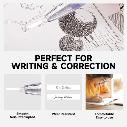 KILINEO Refillable Retractable White Correction Tape, Pen Shaped White Smooth Pull Out Japanese Aesthetic Cute Correction Tape for Office Supplies, 3 PCS (ZH-99)