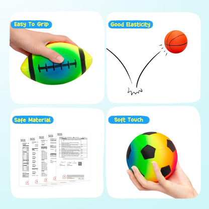 PlayZap 7-Piece Soft Ball Set for Toddlers & Kids - Includes 5” Playground Balls, Soccer, Football & Basketball - Great for Home, Yard, Pool, Classroom & Park for Boys & Girls Easter Gifts
