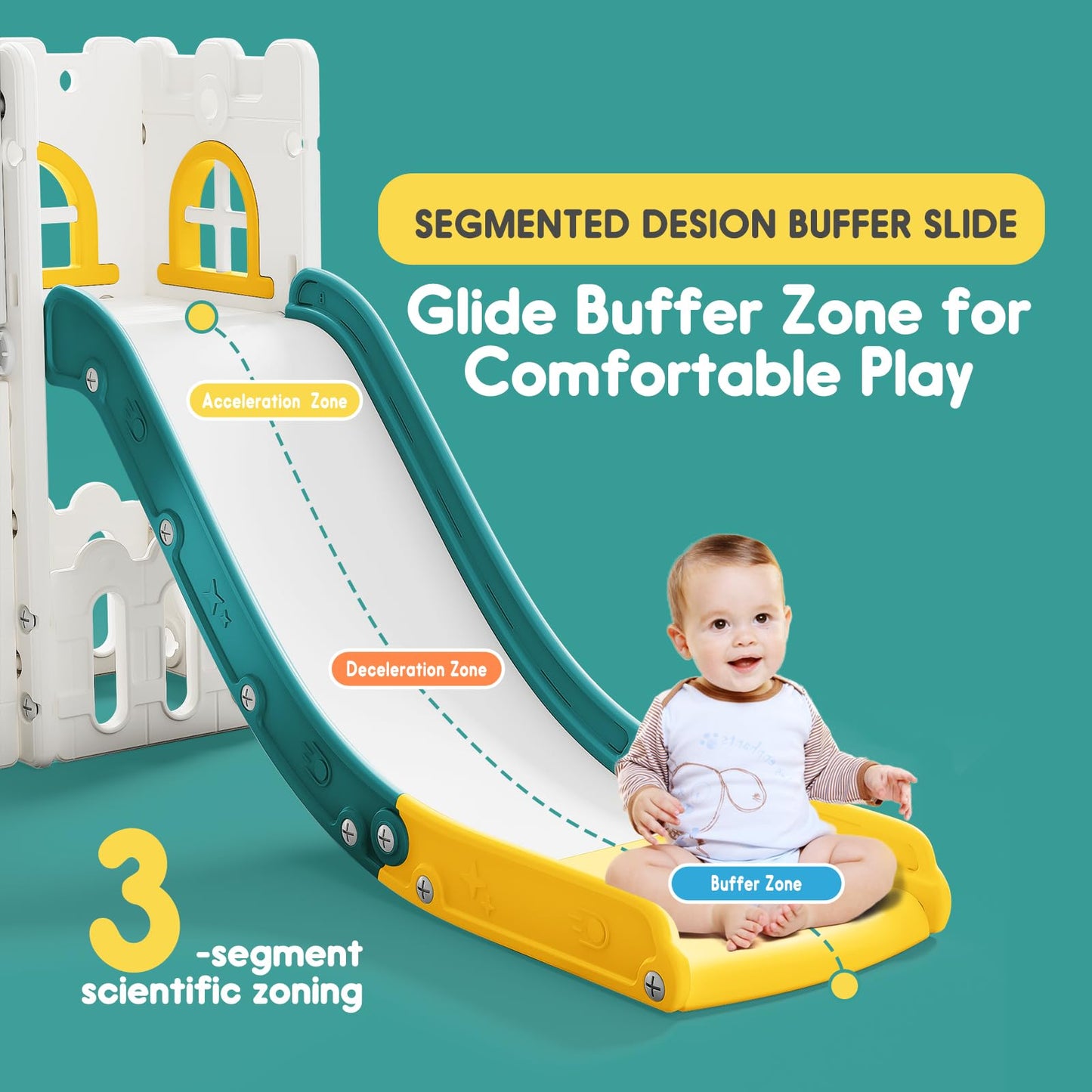 Toddler Slide for Kids with Climber Basketball Hoop, Storage Space, Telescope Kids Indoor Slide Baby Slide for Outdoor Play Upgraded Toddler Indoor Playground with Wider and Longer Slideway Upgraded