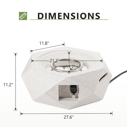 COSIEST Outdoor Propane Fire Pit Table w Terrazzo White Faux Stone 24-inch Hexagon Base, 40,000 BTU Stainless Steel Burner, Free Lava Rocks and Rain Cover