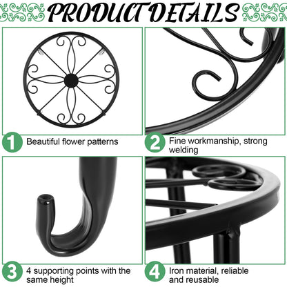 Maitys 12 Pack Metal Plant Stands Outdoor Indoor Heavy Duty Flower Potted Holder Anti-Rust Plant Pot Shelf Round Flower Display Rack for Porch Garden(Black)