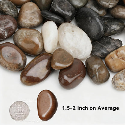 Onlyfire Natural Pebbles Decorative Natural Stones Mixed Aquarium Gravel River Rocks for Landscaping, Vase Filler, Fish Tank, 1.5"-2",15LB