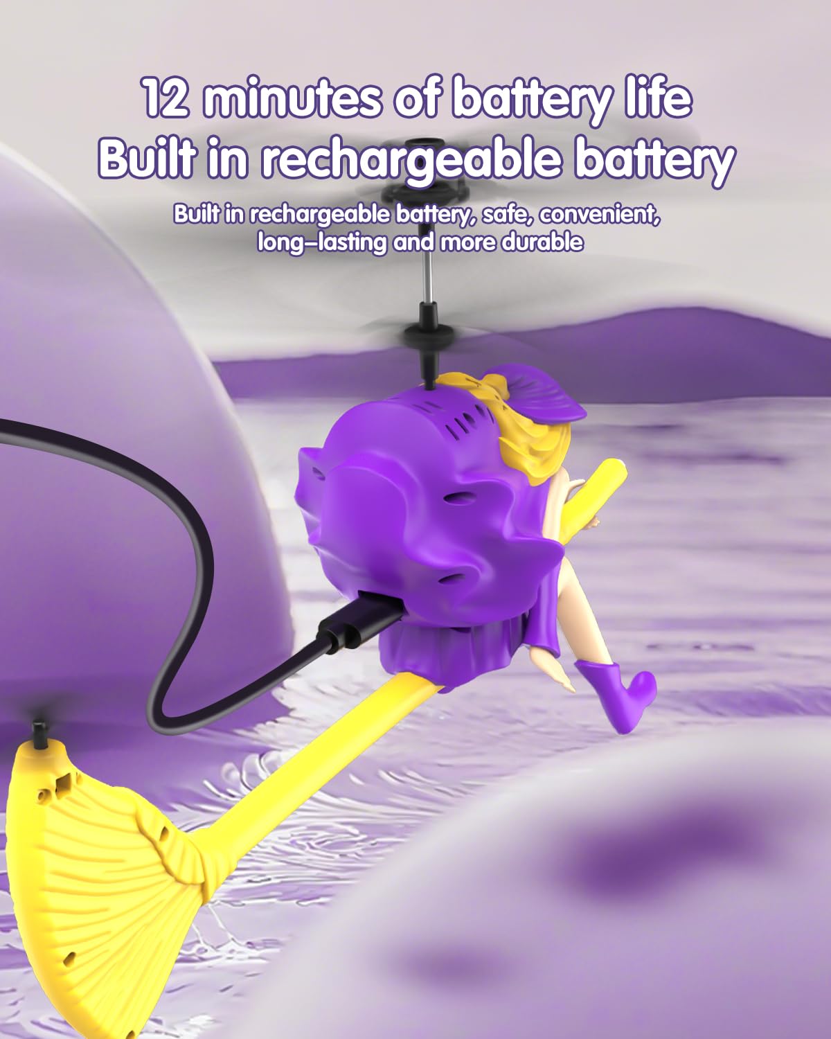 LMRC RC Helicopter, LM16-A Flying Witch Drone Toys for Girls with LED Lights, Indoor/Outdoor Remote Control Helicopter Christmas Birthday Gifts for Kids Boys Girls Age 6-8 9 10 11 12+(Purple)