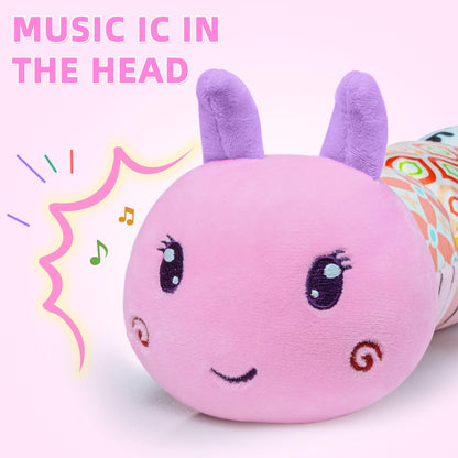 Baby Infant Musical Toy Soft Stuffed Animal Toy with Multi Textures,Rattle,Crinkle,Newborn Baby Toy for 0 3 6 9 12 Months Girls Boy Gift,Caterpillar，Pink