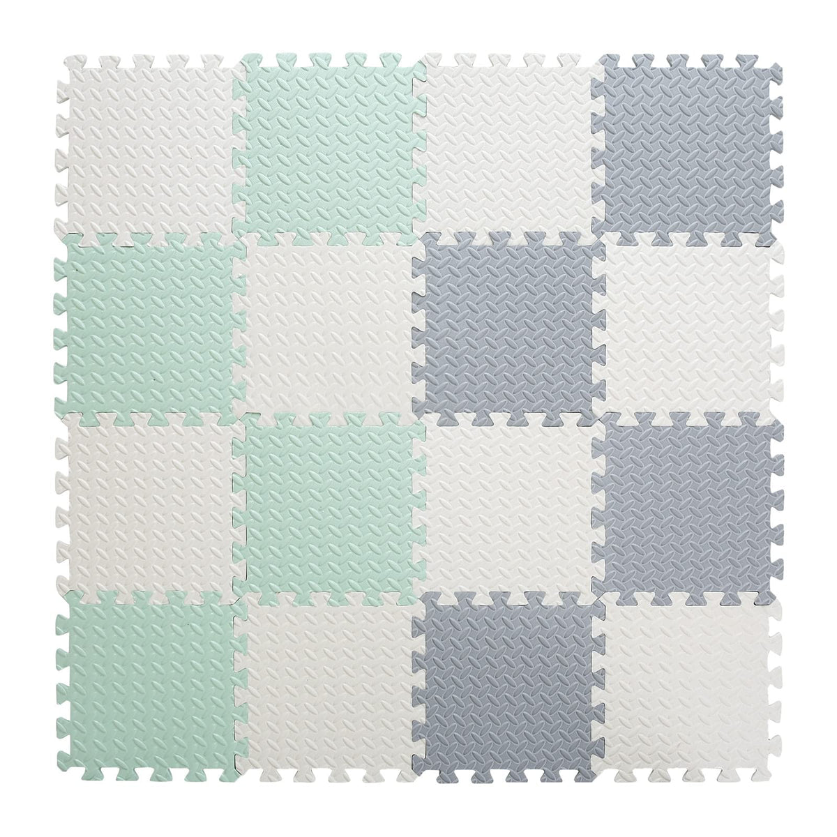 Tamiplay Foam Floor Mats for Kids, 12 x 12 Inch 16 Tiles 0.4" Thickness Foam Play Mat, Non-Toxic Square Interlocking Floor Mats Rubber Baby Play Mat for Toddlers(White/Gray/Bean Green)