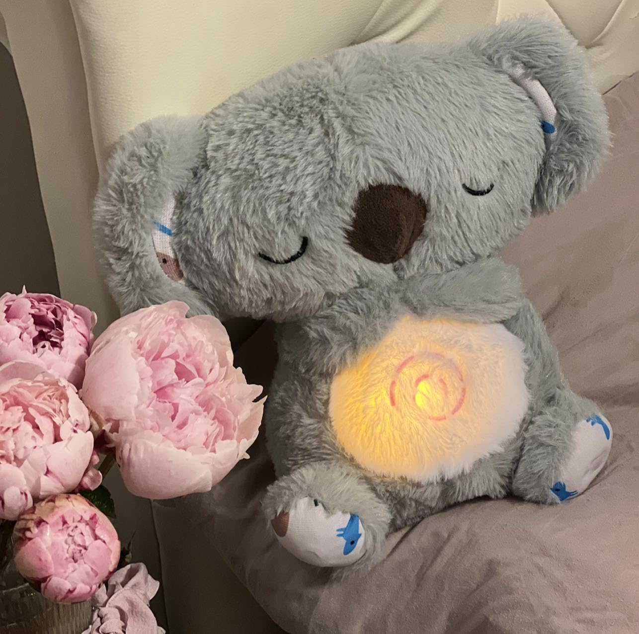 JULIDREAM Anxiety Relief Koala, Breathing Teddy Bear with Calming Music, Lights, Sleeping Otter Plush, Soothing Koala for Adults & Kids, Stress Relief Stuffed Animal (3-Level Adjustable Volume)