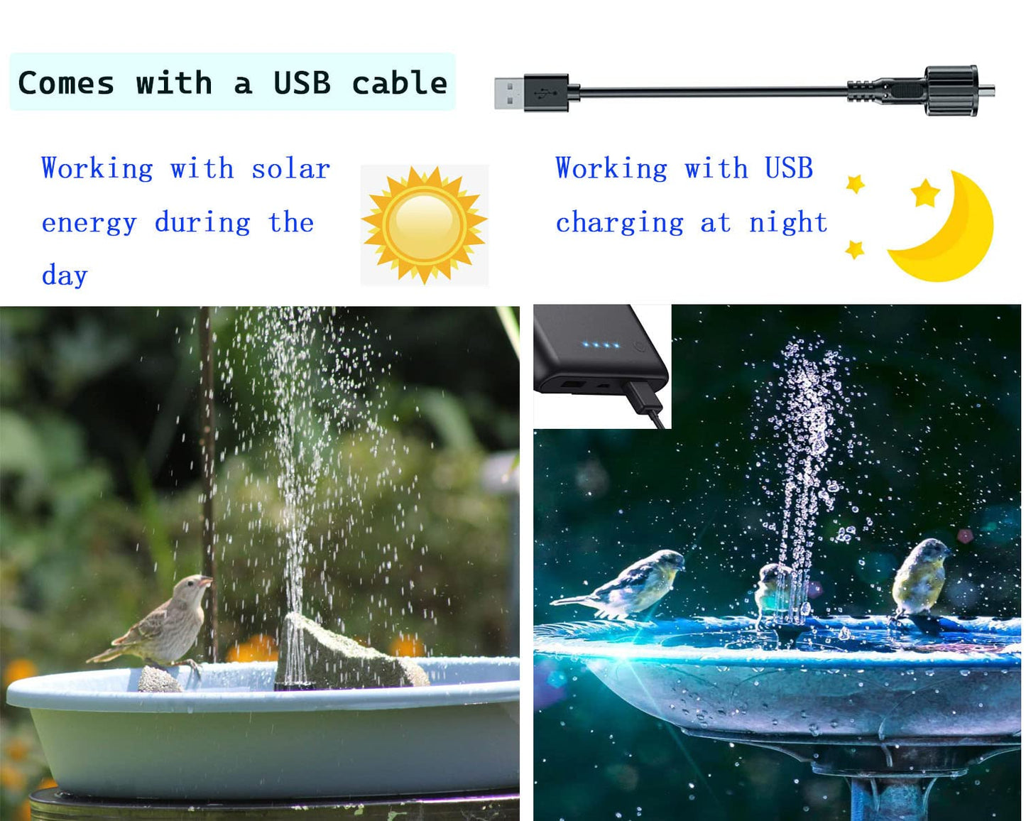 Lewisia 3-Tier Solar Bird Bath Fountain Water Pump Solar Powered Waterfall Feature for Birdbath Garden Backyard Pond Pool Outdoor Decoration 2.5W