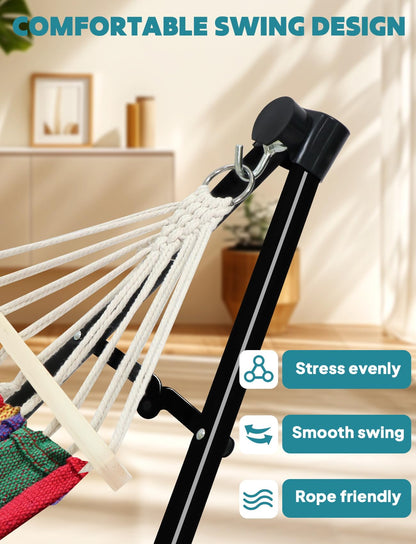 Anyoo 2 in 1 Hammock and Swinging Chair with Collapsible Steel Stand & Carrying Case,Portable & Adjustable,Easy Set Up for Outdoor,Indoor,Porch Swing,Patio,Garden,Camping Trip