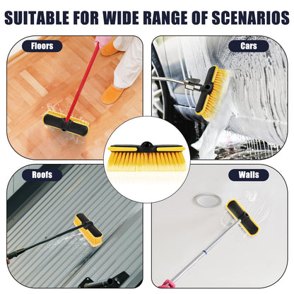10 Inch Car Wash Brush Head, Scrub Brush Attachment for Long Handle Extension Pole,Outdoor Broom and Scrubbing Brush for Cleaning Window, Wall, House Floor, Deck, Patio, Car (10inch Brush-4Pack)