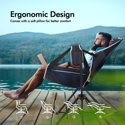 AKSOUL Hammock Camping Chair Swinging: Foldable & Portable Swing Chairs with Storage Bag - 265lbs Adult Weight Capacity - Folding Rocking for Lawn Camp Stargazer Outdoor